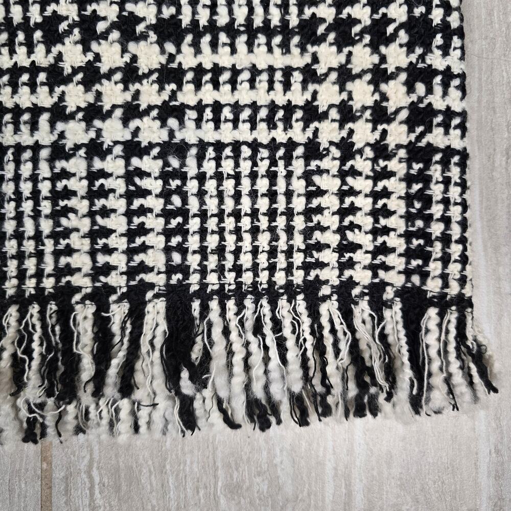 Zara Woman Tweed Mini Skirt Lg Plaid Houndstooth Black White - Picture 5 of 5